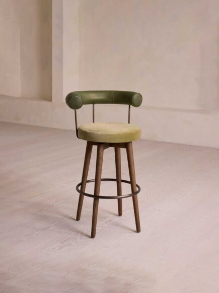 Calvert Barstool, Leather & Velvet